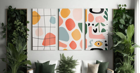 Abstract art on canvas: three canvas prints featuring abstract art