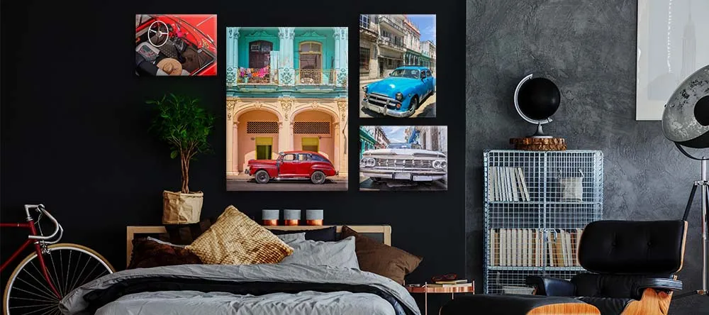 Vintage car wall art: a collection of car prints on the wall