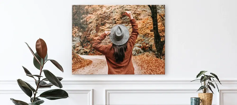 How to decorate for fall: a single autumn-themed canvas print on the wall