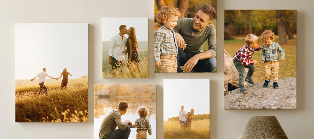 The Best Canvas Prints for Tight Budgets. Canvas prints featuring photos of a young family.