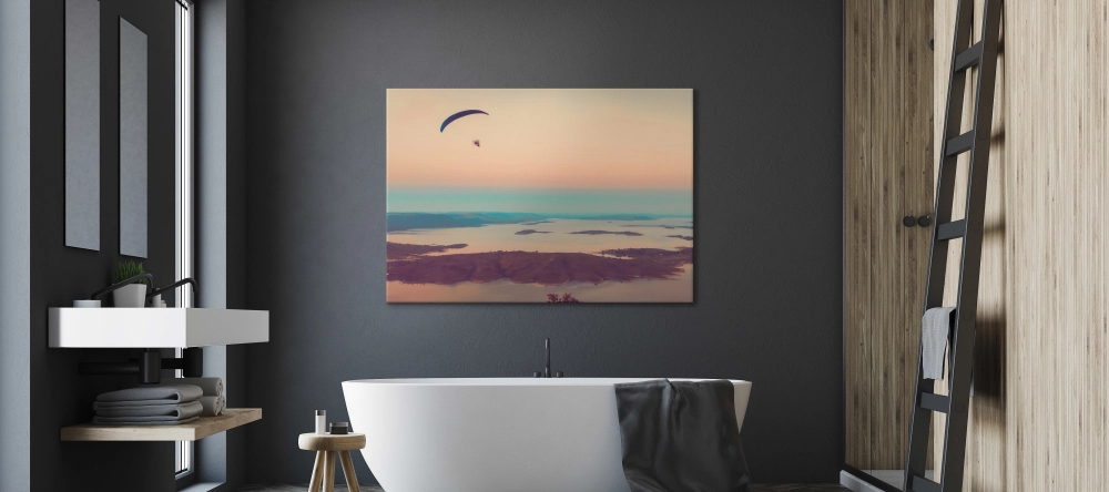 Is canvas waterproof: a large canvas print hanged in the bathroom