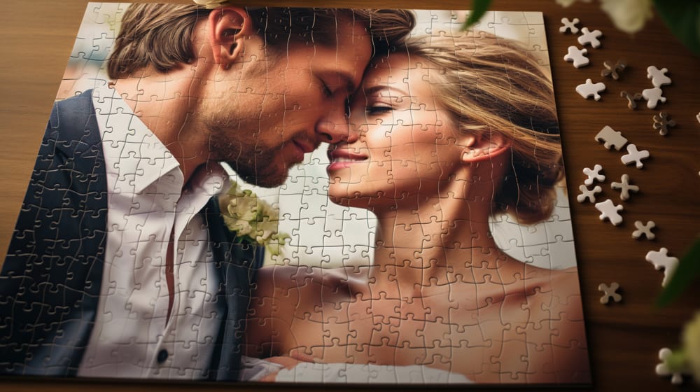 Personalized photo puzzle for couples as an anniversary gift idea