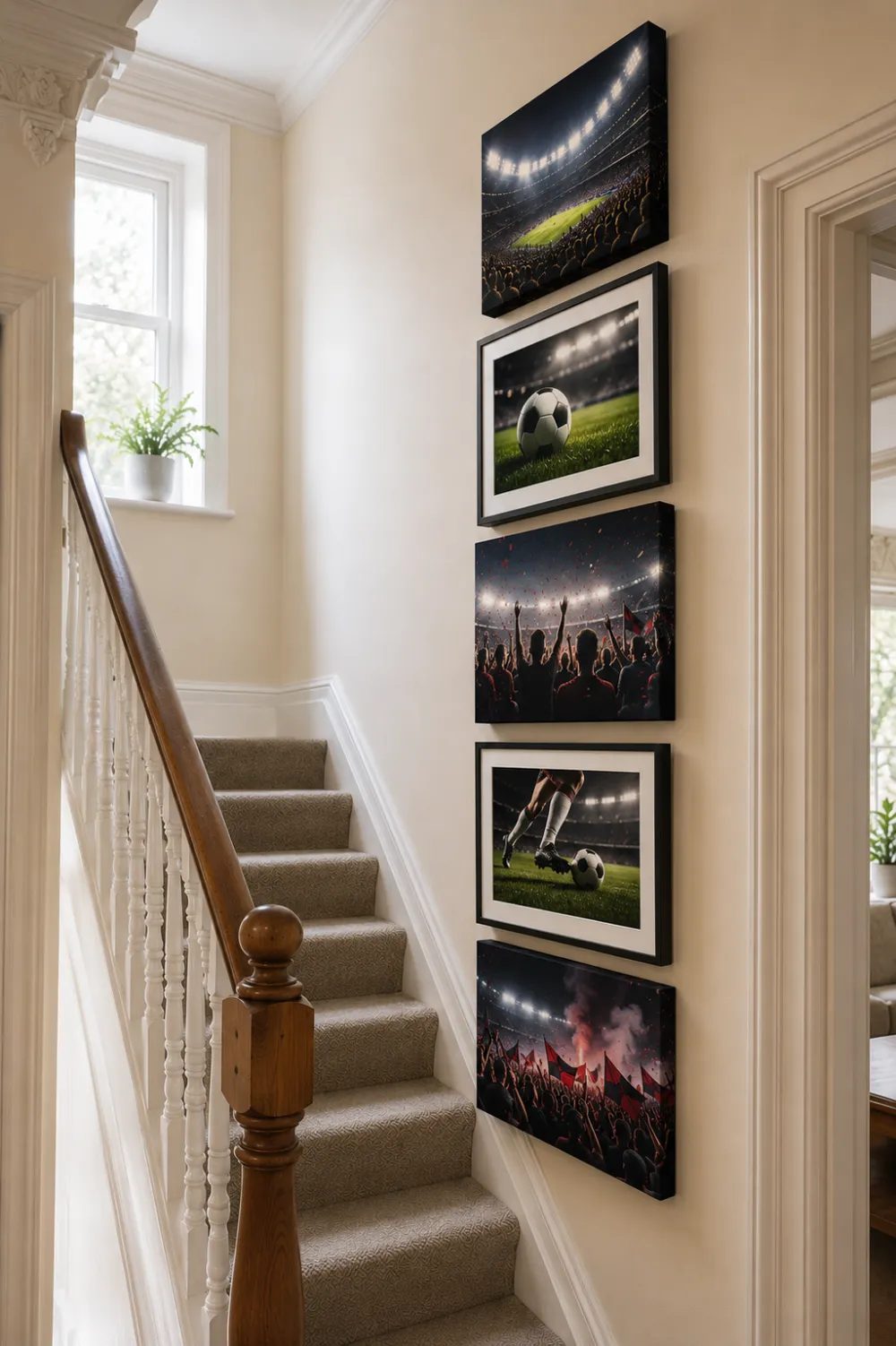 Hanging a sports gallery wall in a living room
