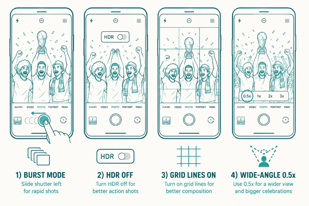 Adjusting camera settings on a smartphone