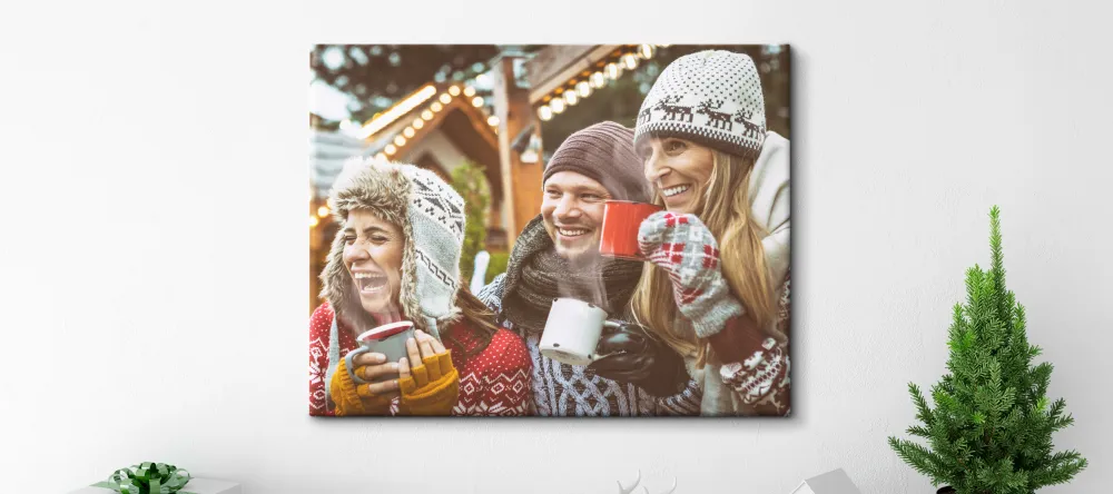 Photo Canvas for Christmas 2025. Photo canvas print with friends. 