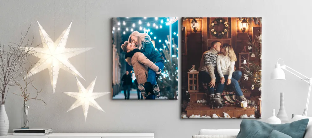 Photo Canvas for Christmas 2025. Two photo canvas prints with couples. 