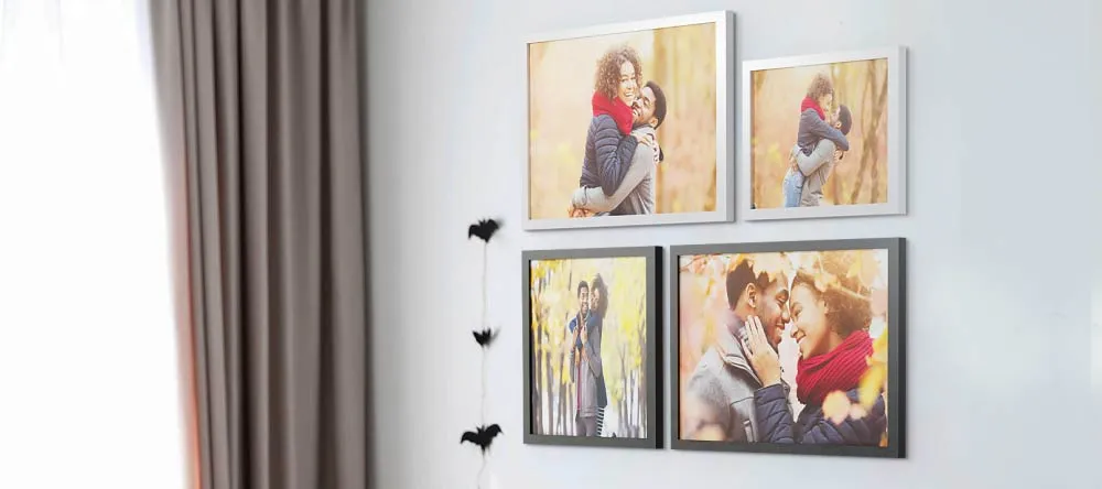 How to frame a rolled canvas print. Gallery wall with framed photo canvas prints.
