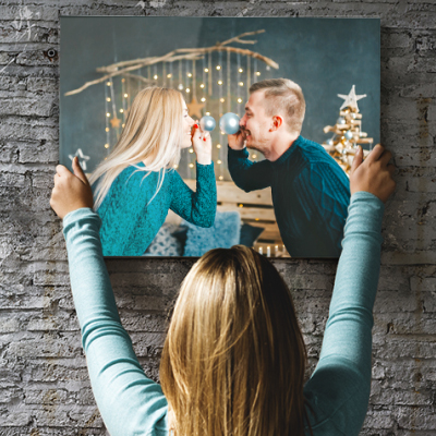 Christmas Canvas Ideas 2025: Young lady hanging photo canvas print