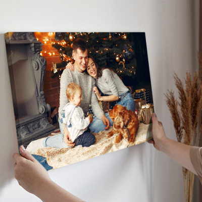 Christmas Canvas Ideas 2025: Canvas photo print of a young family