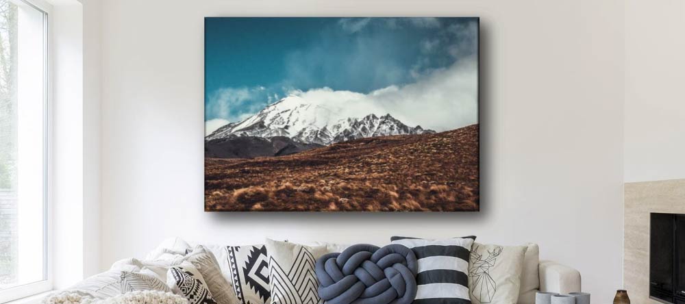 The Pros & Cons of Canvas Printing. Large photo canvas print showing beautiful mountain terrain.