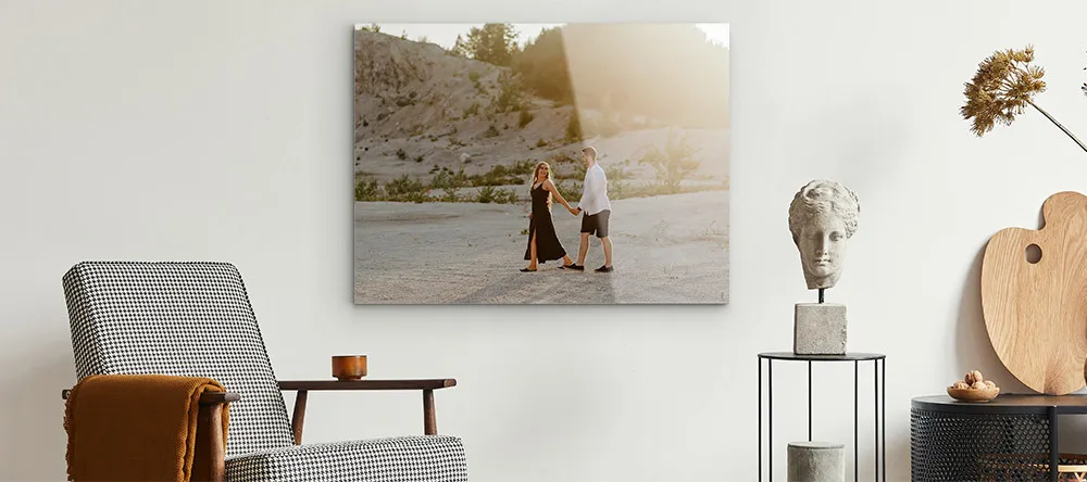 What Is an Acrylic Print. Photo acrylic print on display in living room.
