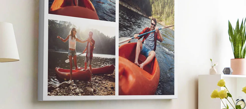 How to Make a Collage on Canvas. Couple boat ride photo prints.