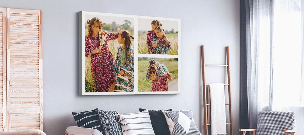 How to Make a Collage on Canvas. Photo canvas collage featuring photos of mother and daughter.