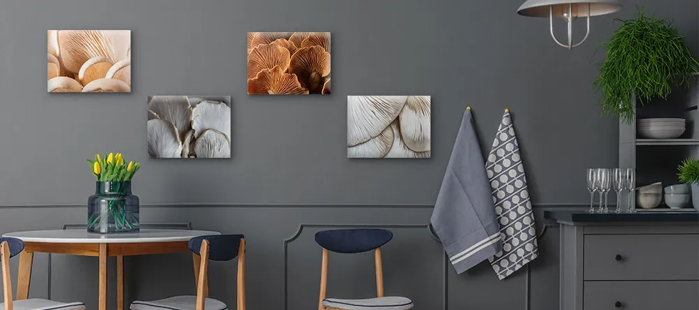 Canvas prints for the kitchen: a canvas wall art display featuring food photos