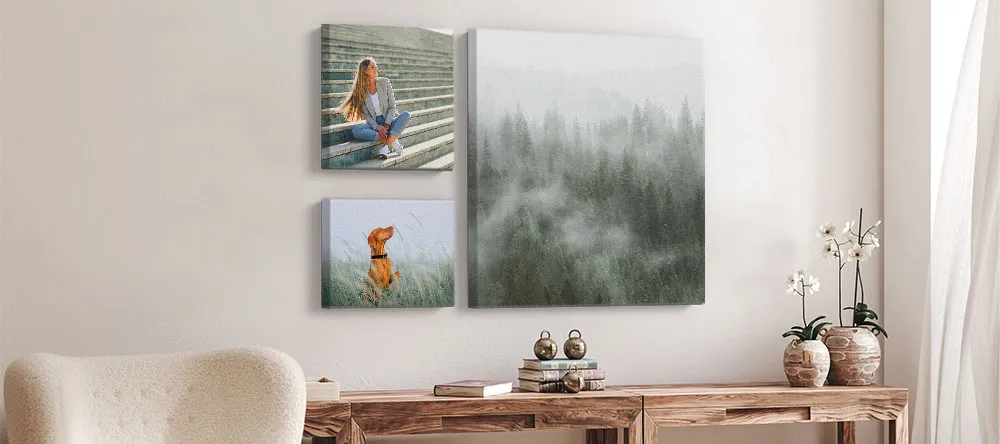 Trendy Canvas Wall Art: three canvas prints on the wall
