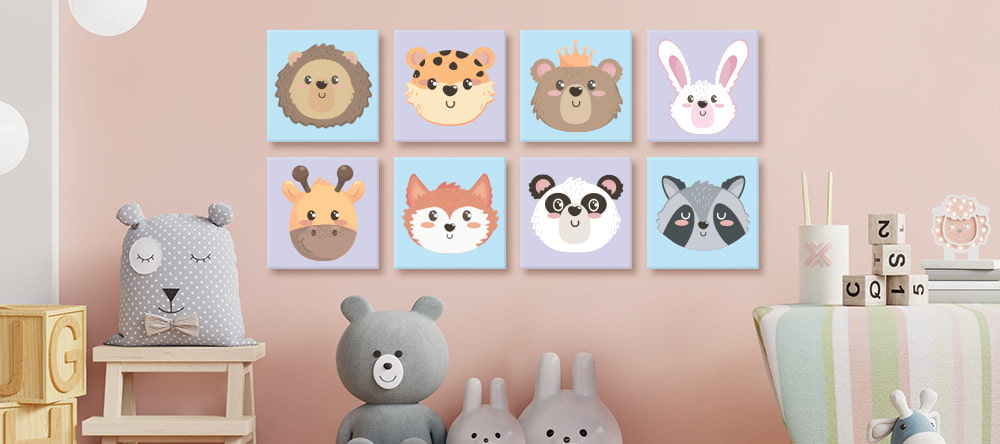 Wall Art for Nursery: a collection of cartoon prints on the wall