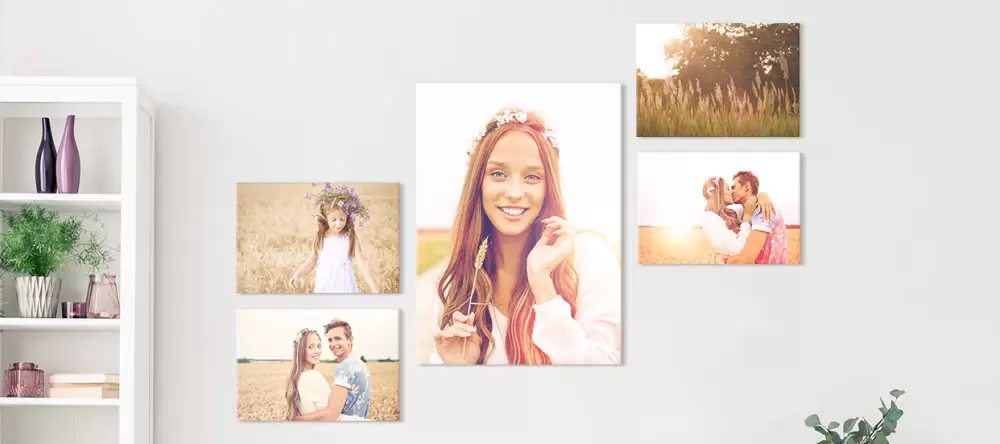 Wedding Canvas Prints: a wedding-themed gallery wall in the living room