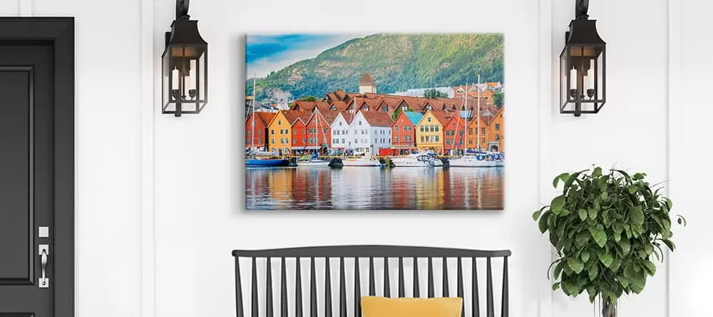 Canvas art for outdoors: a canvas print displayed on the terrace
