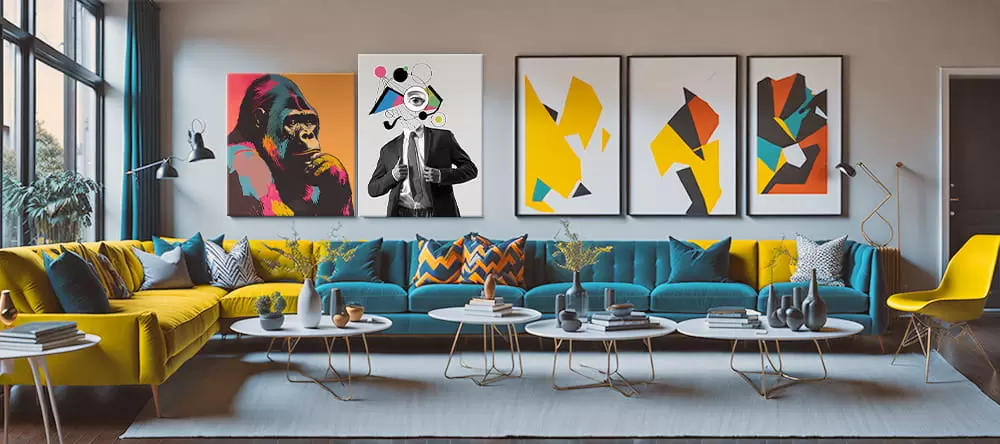 Pop art-inspired wall art in stylish interior