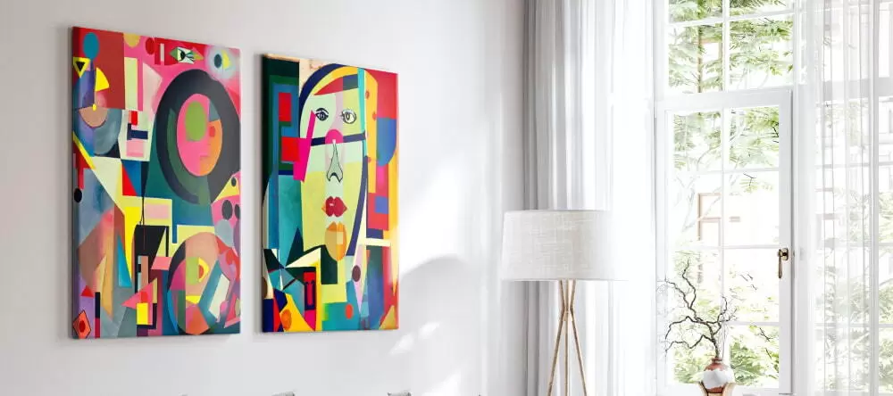 Abstract art on canvas: two abstract canvas prints on the wall
