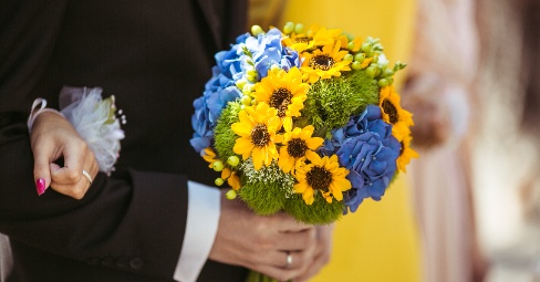 Happy couple celebrating their wedding day