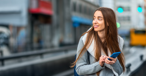 Canvas Printing Near Me. Young woman shopping canvas prints online.