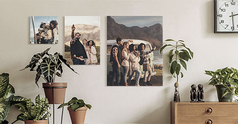 Canvas vs metal print: a canvas print and a metal print hanging on the wall