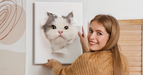 Cat canvas art: a cute kitten photo printed on canvas