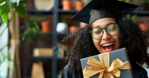 Graduation cap and diploma on a desk