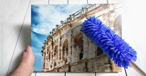 Holding Canvas Print with Gloves