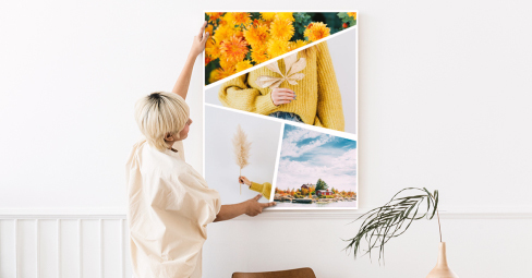 How to decorate for fall: a single autumn-themed canvas print on the wall