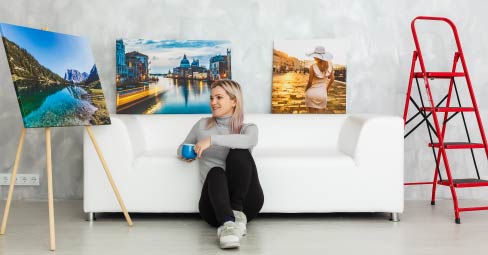 How to Make Canvas Prints. Woman ordering canvas prints online.