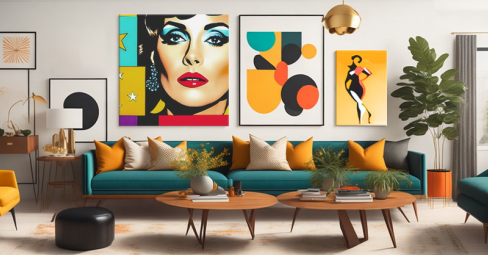 Pop art-inspired wall art in stylish interior