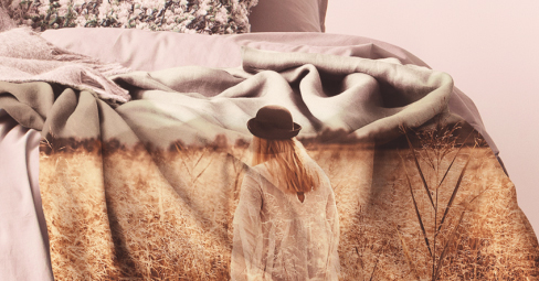 Where to create a blanket with your own picture on it. Photo blankets with two kids and mountains.