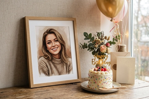 Custom photo portrait birthday gift