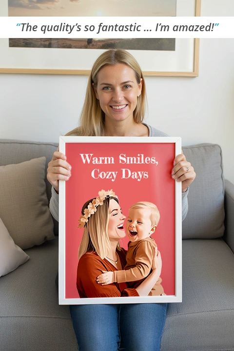 woman holding family print