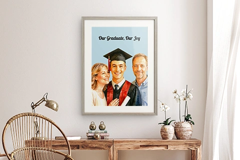 family portrait on framed print