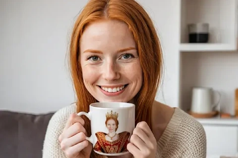ceramic mug with photo of mom dressed like a queen