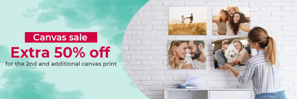 banner for 50% off on second canvas print