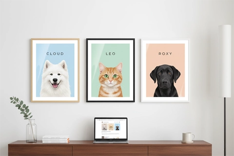 pet picture printed on a poster 