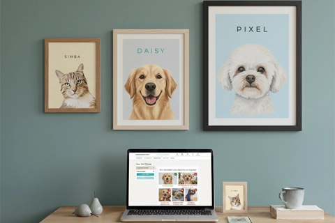 custom pet portrait as a canvas print