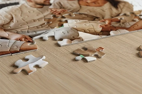 Custom photo puzzle party assembled
