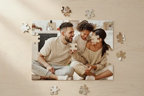 Durable photo puzzle pieces
