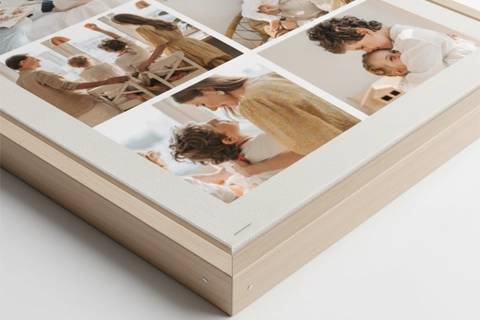 close-up of photo canvas collage