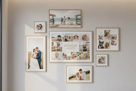 arrangement of different canvas collage prints