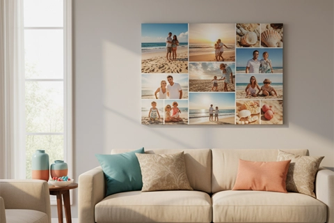 living-room with canvas collage collage