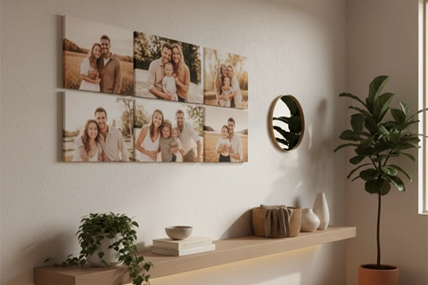 canvas collage mixes with other decor
