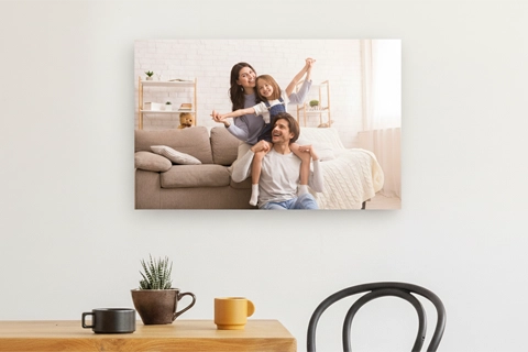 large canvas with family portrait