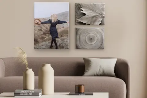 canvas set above sofa