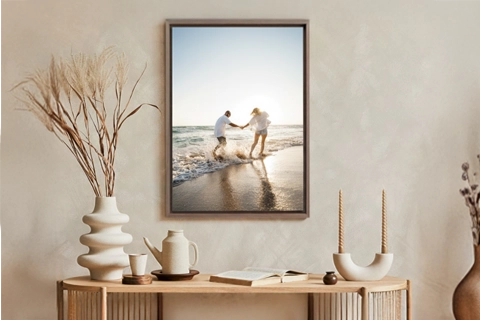 framed canvas with couple on a beach